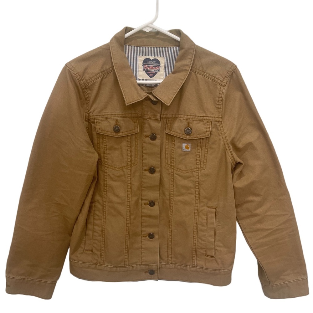 Carhartt Women’s Size Large 12/14 Denim Trucker Bomber Jacket